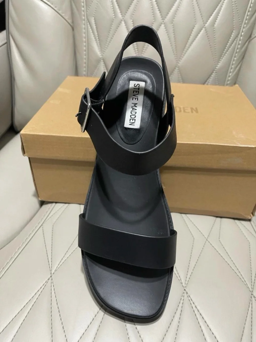 Steve Madden Rileey Black Platform Ankle-Strap Sandals